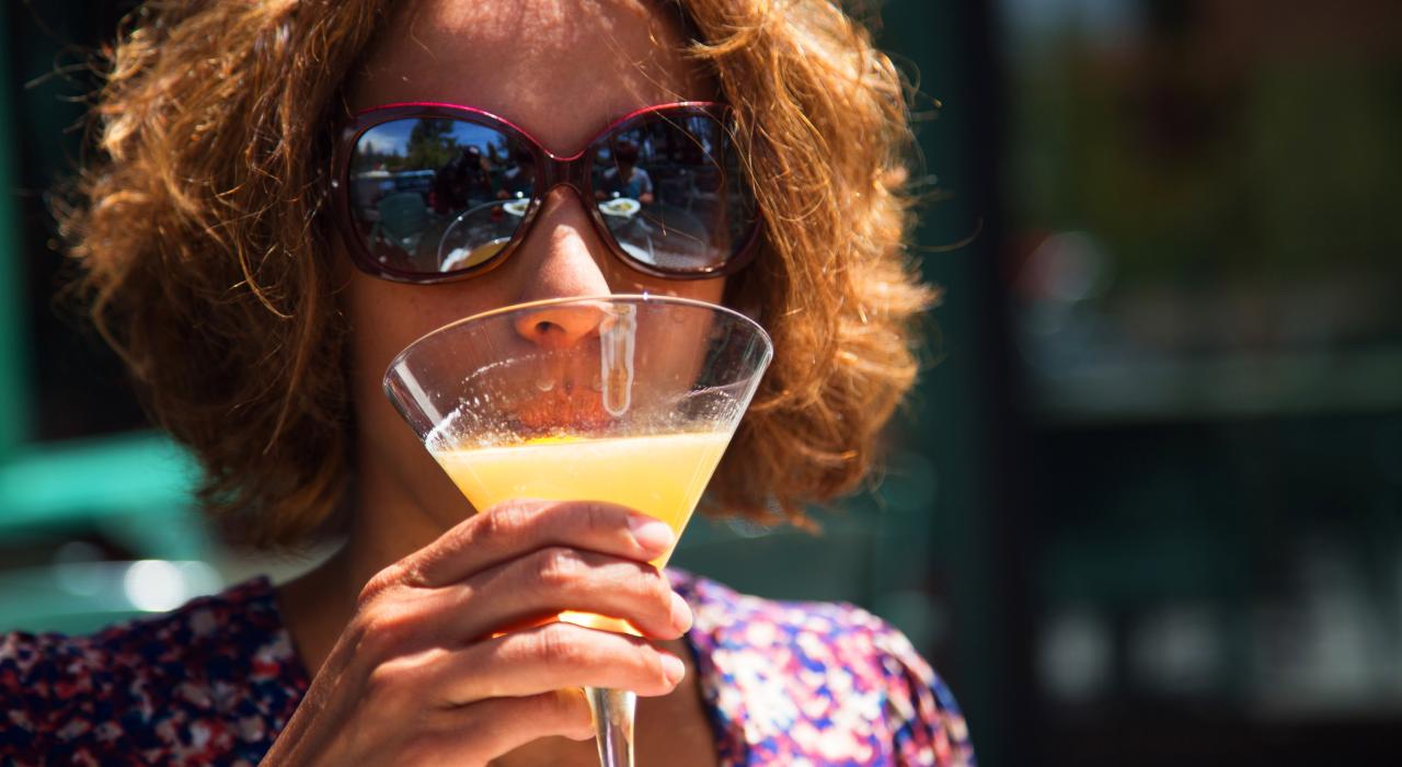 Relaxing with a drink at Sand Harbor, Nevada