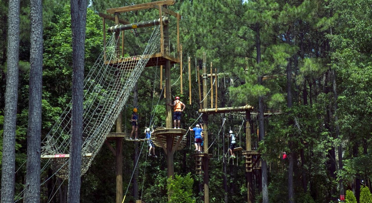 Aerial adventure course at the U.S National Whitewater Center in Charlotte, North Carolina