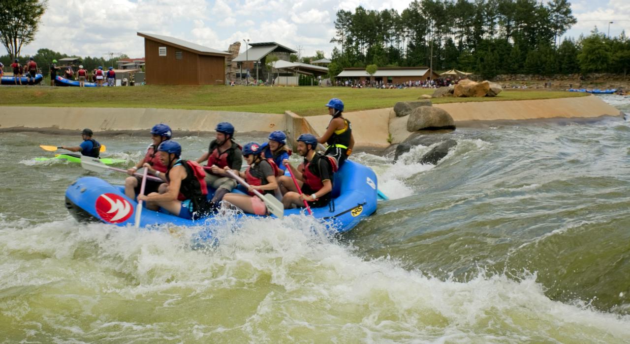 Whitewater rafting at the U.S. National Whitewater Center in Charlotte, North Carolina