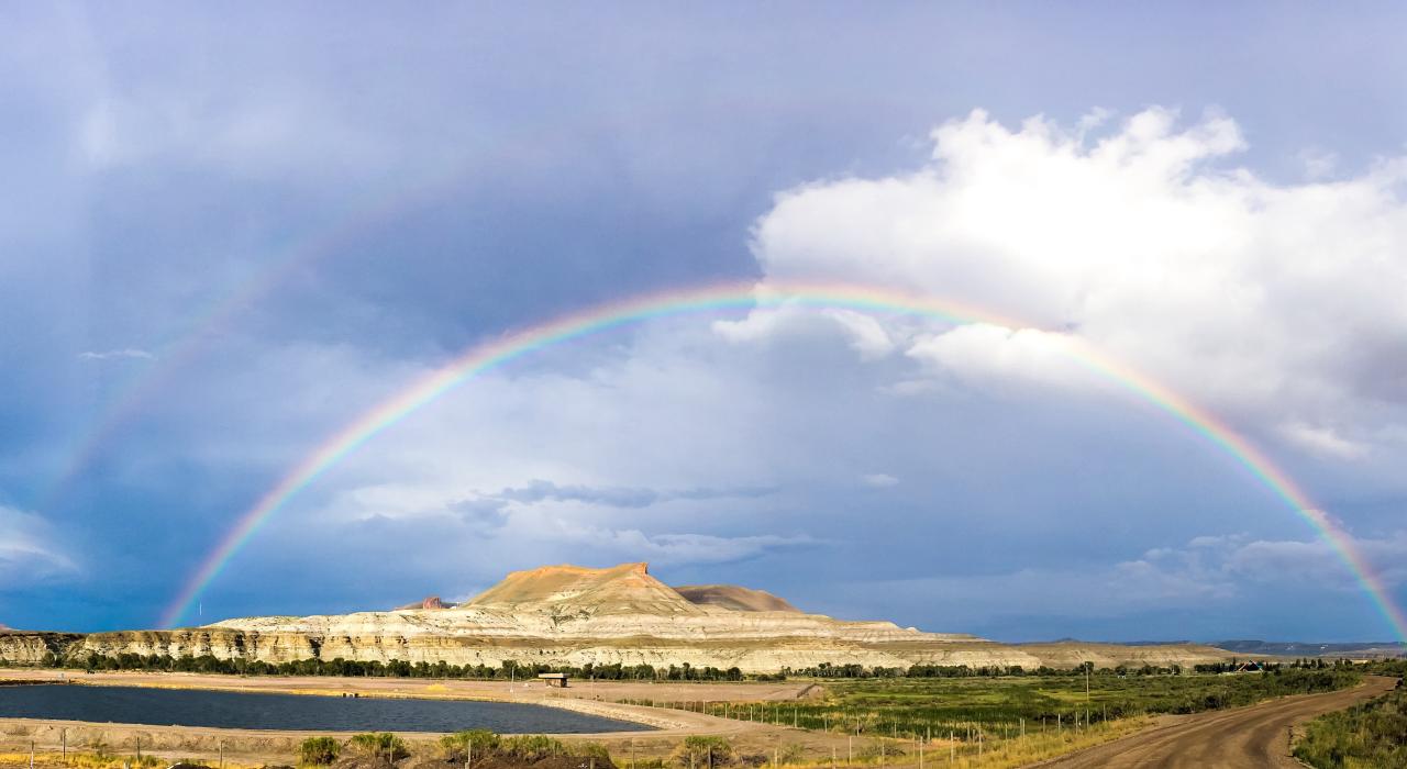 Rainbow over the rock formations in Green River