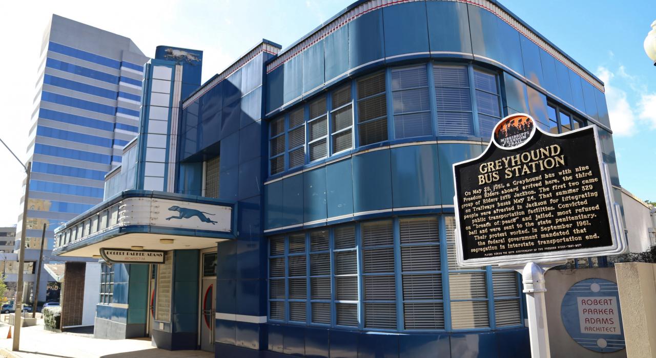 以前的灰狗巴士汽车站，1961 年自由乘车运动期间自由乘车者乘车路线上的一个重要车站