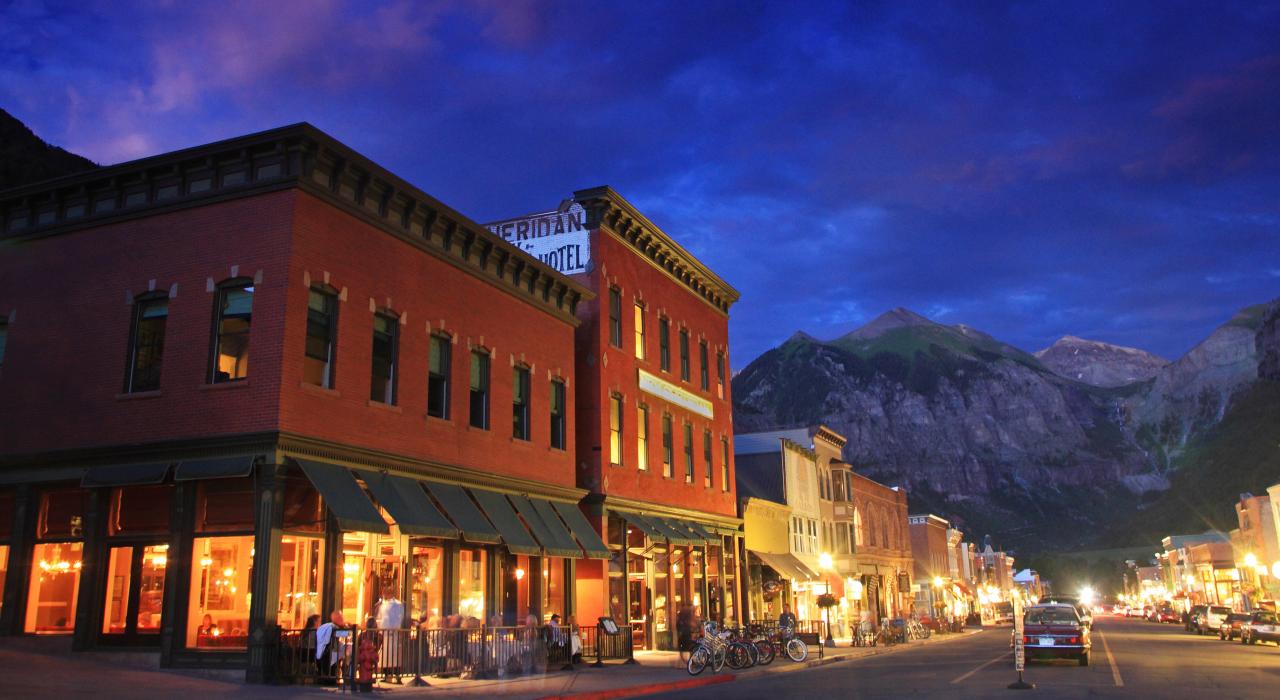 West Colorado Avenue in downtown at dusk