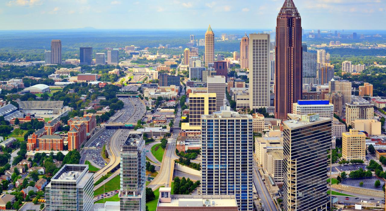 鳥瞰喬治亞州亞特蘭大市高樓天際線