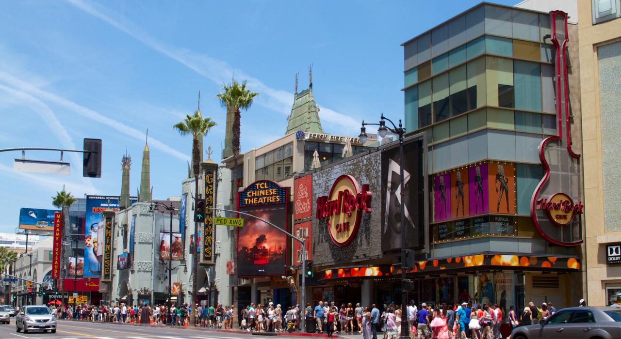 The iconic Hollywood Boulevard in Los Angeles, California