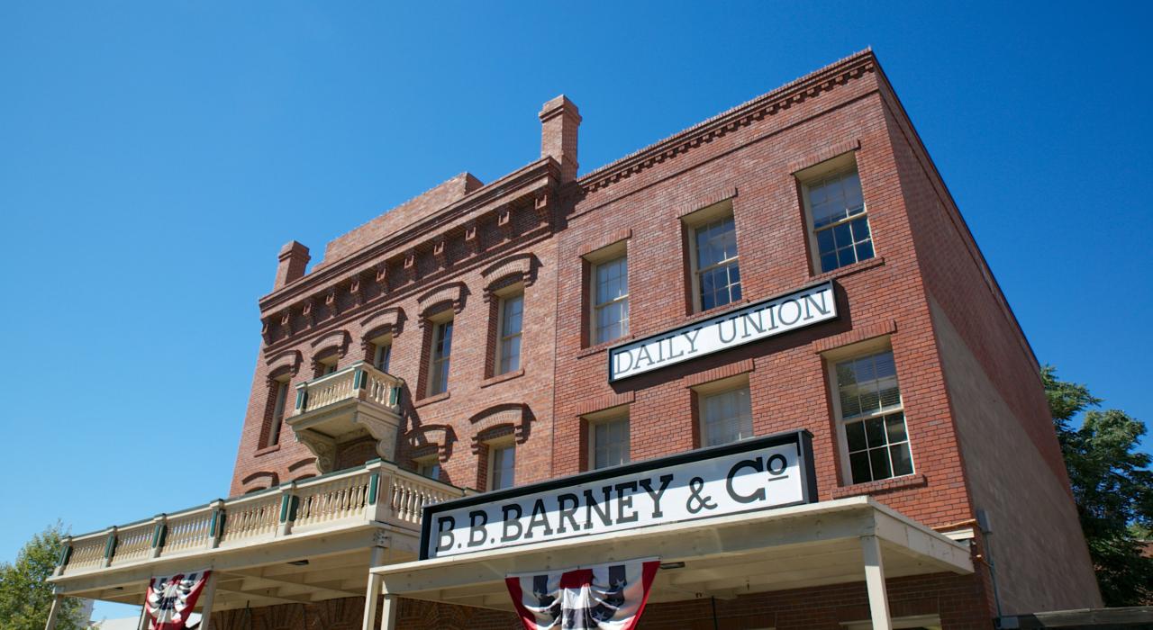 Historic Gold-Rush era buildings in Old Town Sacramento, California