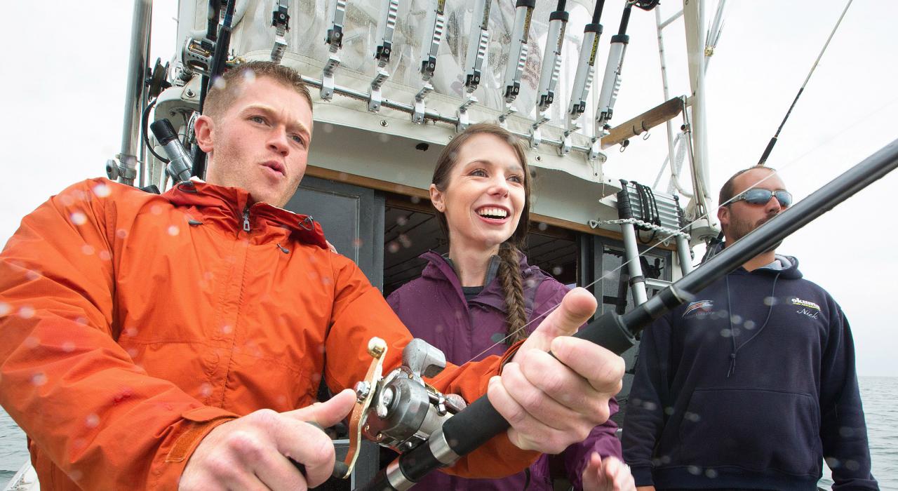 一次垂钓中的收线