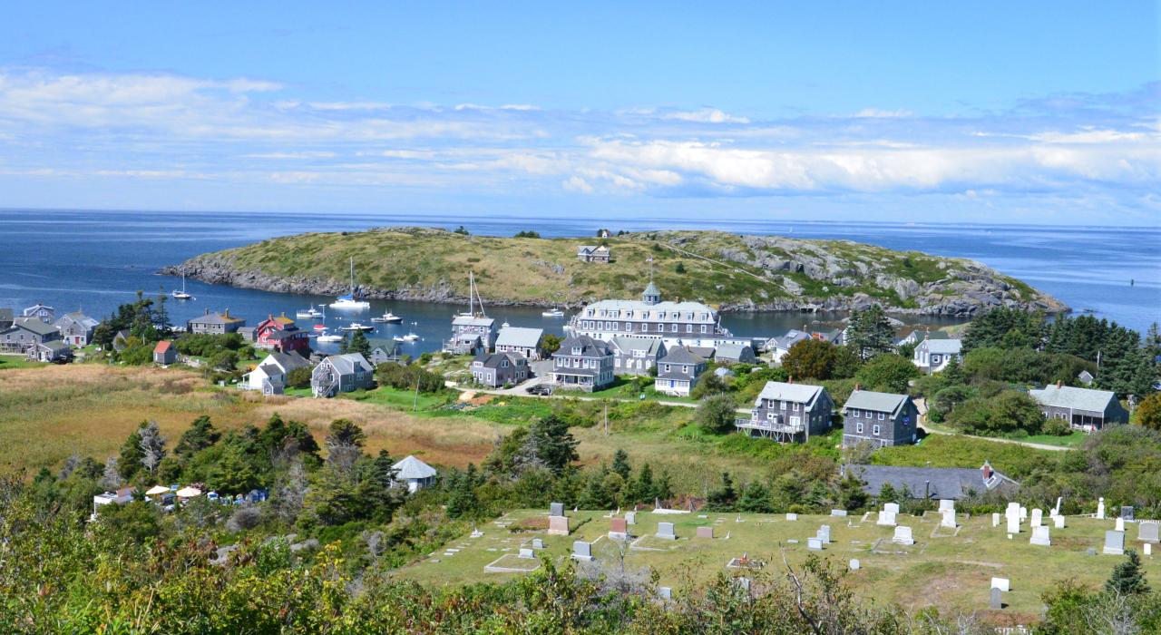 Monhegan Island and smaller Manana Island about 16 kilometers off the Maine coast