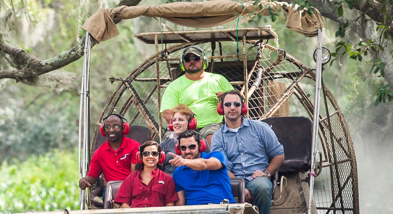 在长满苔藓的大树遮阴下开启沼泽地之旅