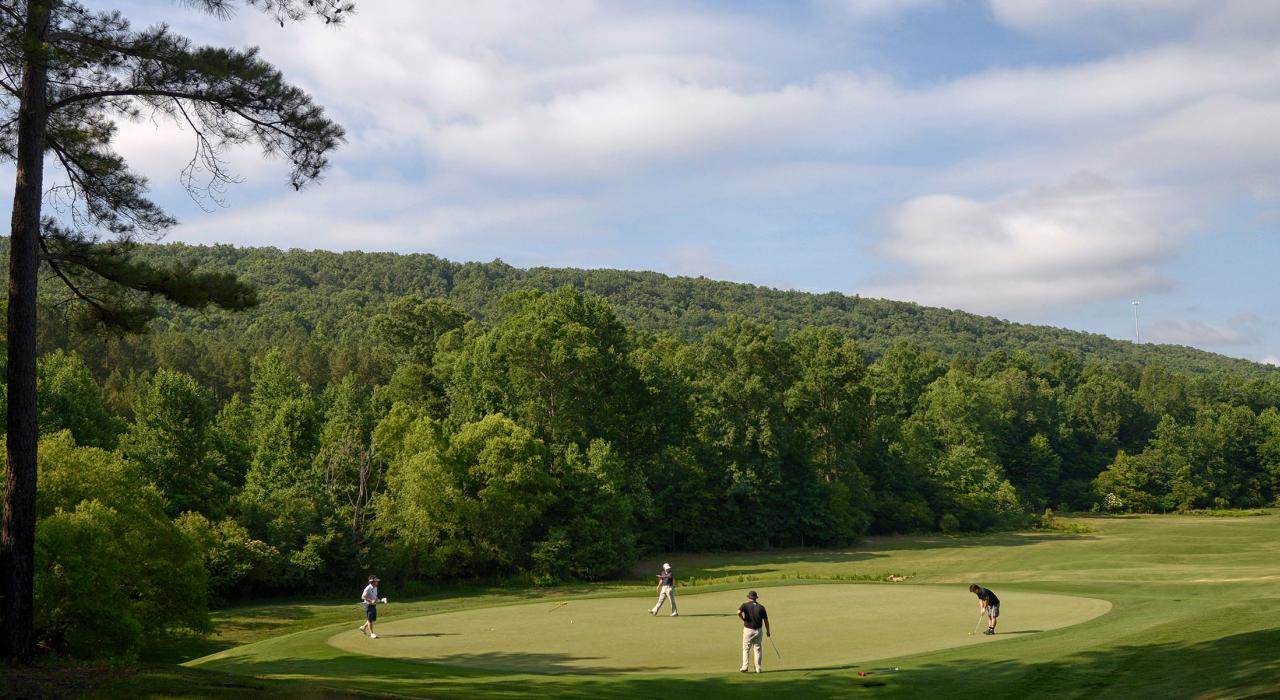 在罗伯特•特伦特•琼斯高尔夫俱乐部的球场挥杆