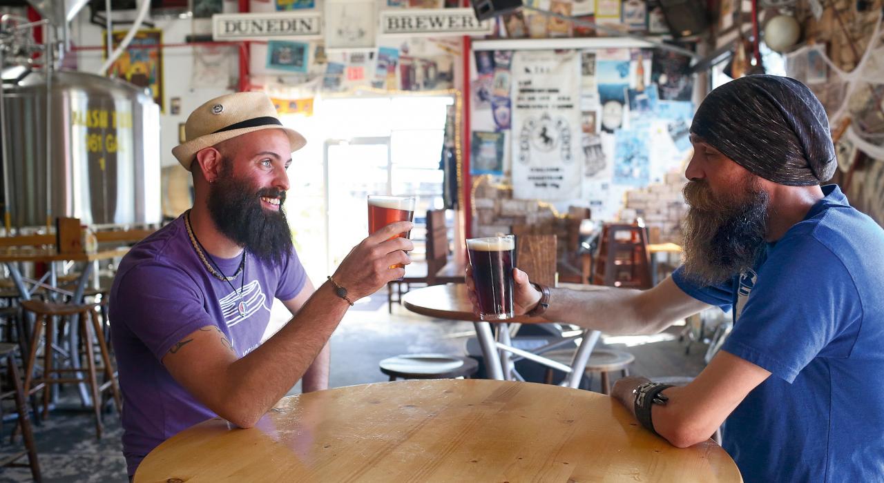 在达尼丁啤酒厂品尝啤酒，啤酒厂位于“墨西哥湾”当地精酿啤酒小径