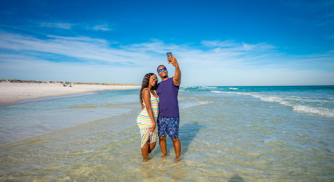 在美丽的波地多岛上自拍