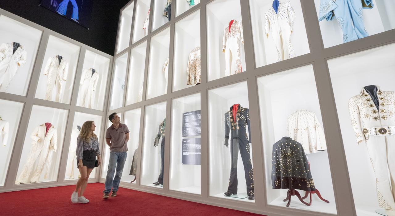 Elvis’ performance outfits on display at Elvis Presley’s Graceland in Memphis, Tennessee