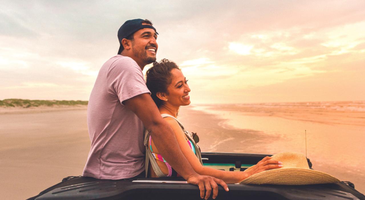 Cruising Mustang Island State Park at sunset