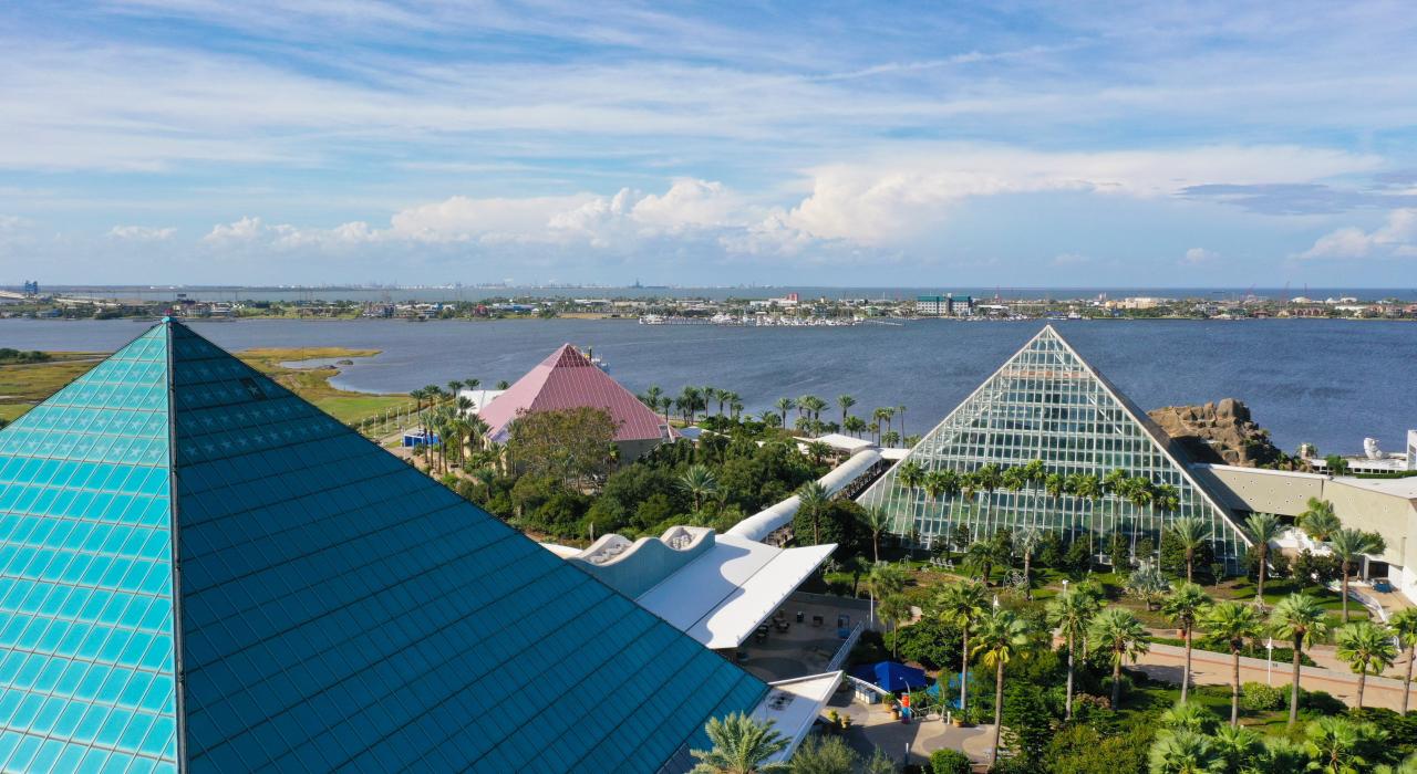 The impressive pyramids of Moody Gardens in Galveston, Texas
