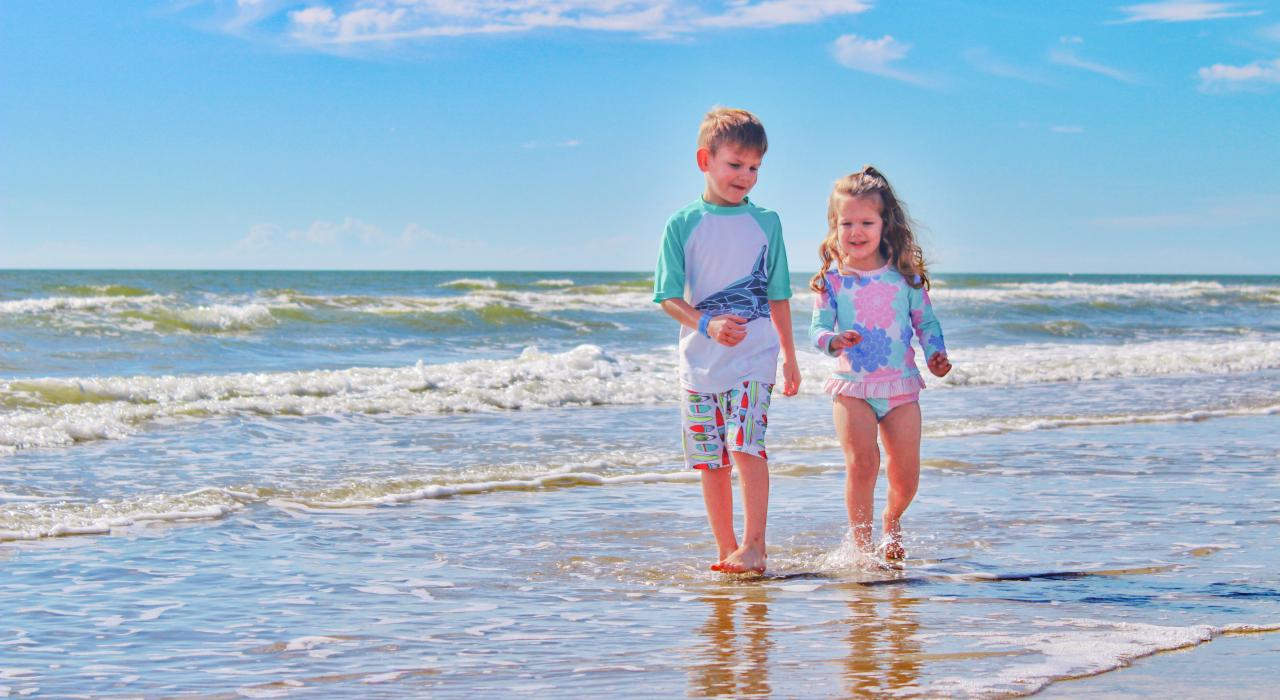 Walking along the beach in Brazosport, Texas