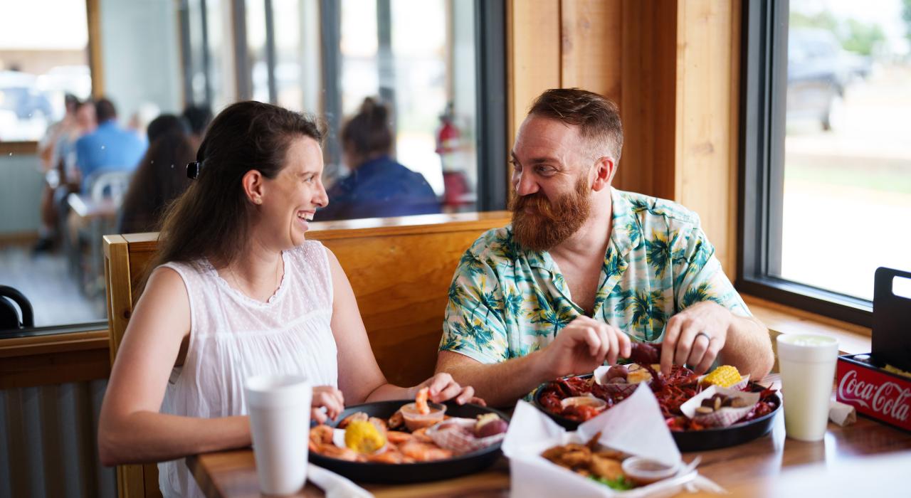 Chowing down on locally caught shrimp and crawfish at The Shack of Houma