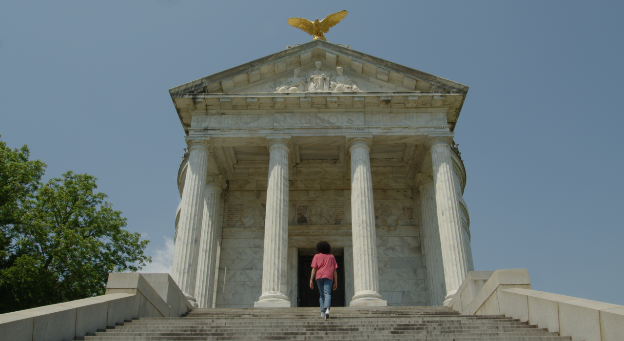 Climbing the 47 steps of the Illinois Memorial at Vicksburg National Military Park