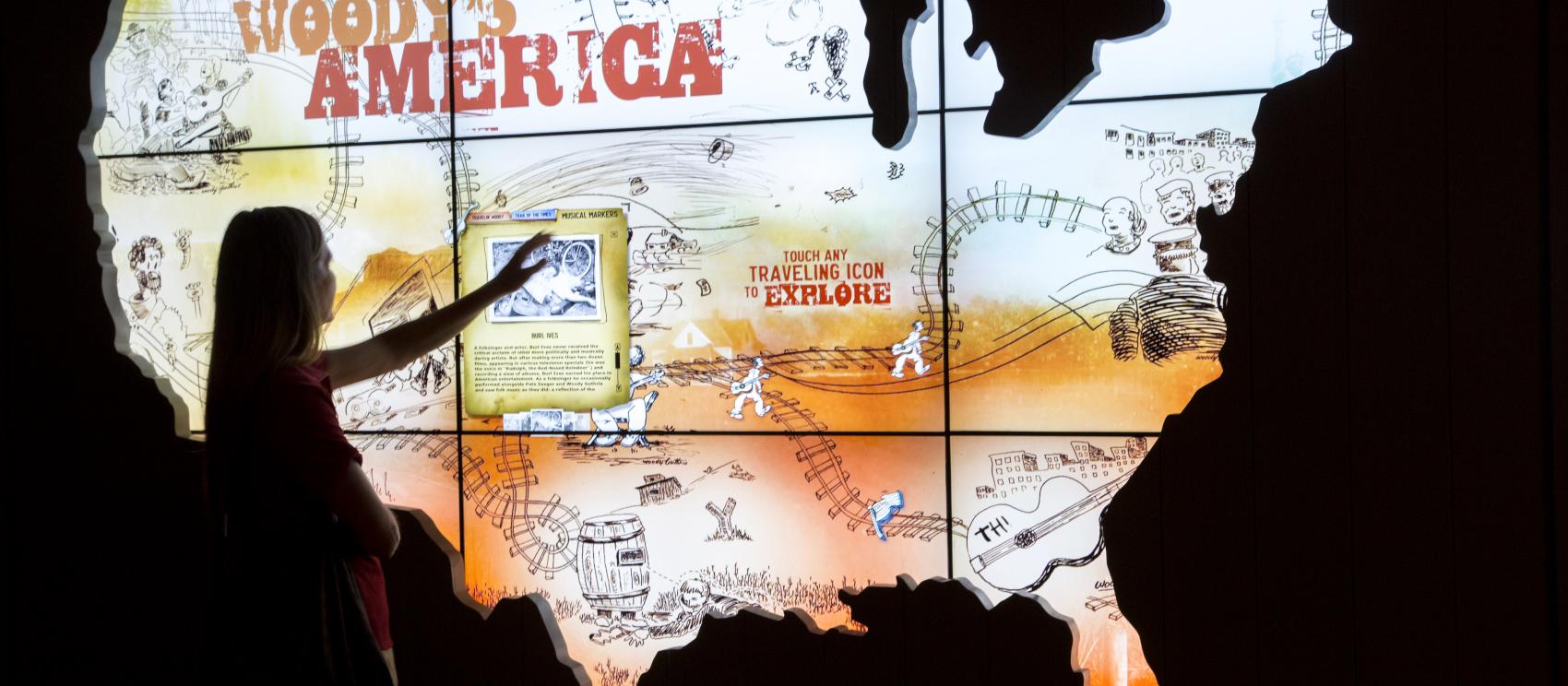 塔尔萨 Woody Guthrie Center 中心的交互式故事板展览