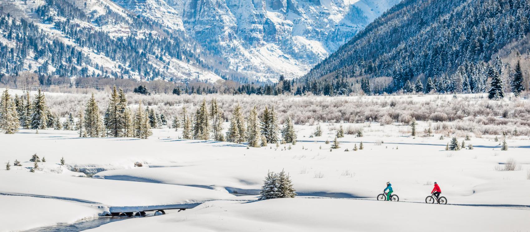 在特莱瑞德周边的山区体验冬季宽胎自行车之旅