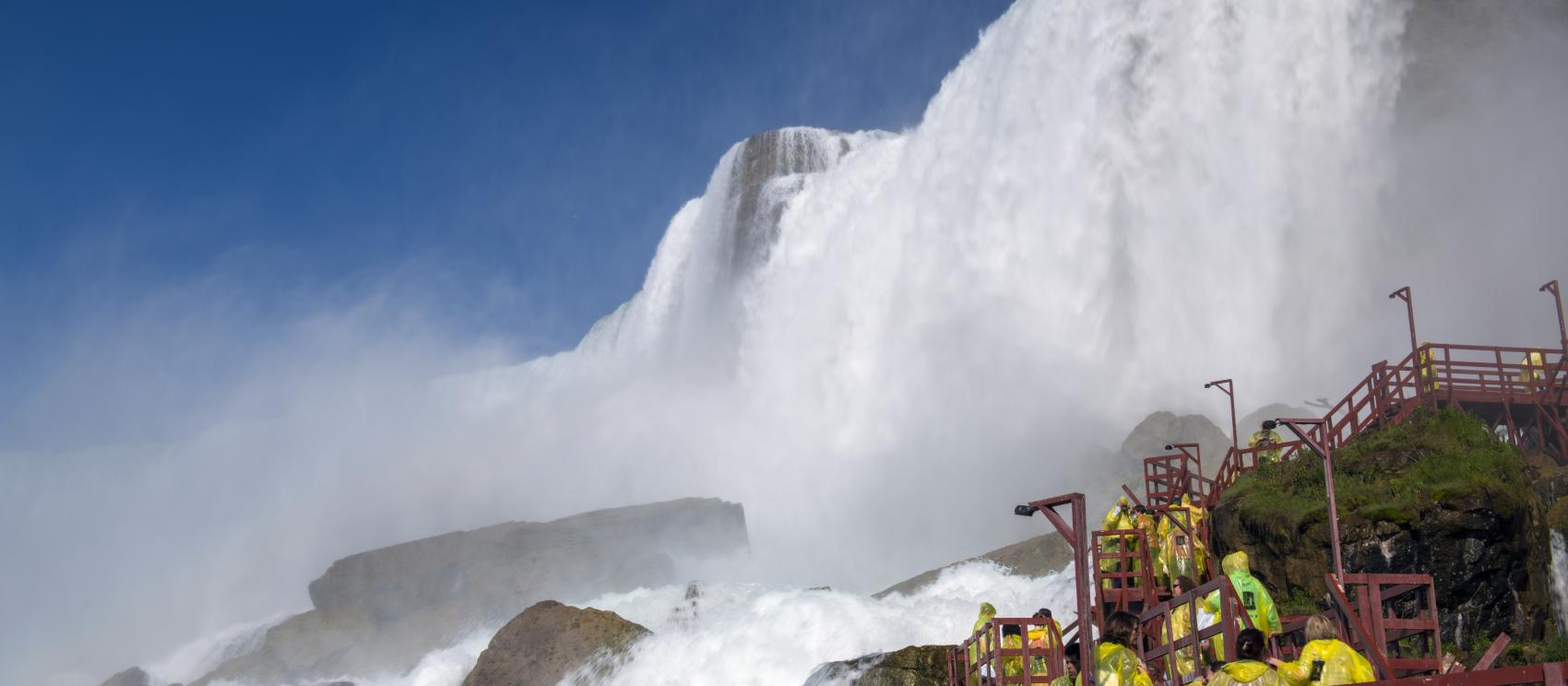 Viewing Niagara Falls up close on the Cave of the Winds tour