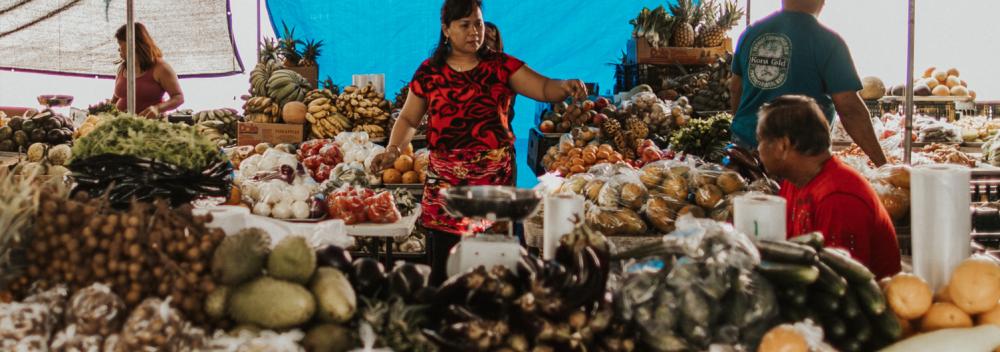 Fresh fruit and vegetables at the Hilo Farmers Market in Hawaii Fresh fruit and vegetables at the Hilo Farmers Market in Hawaii