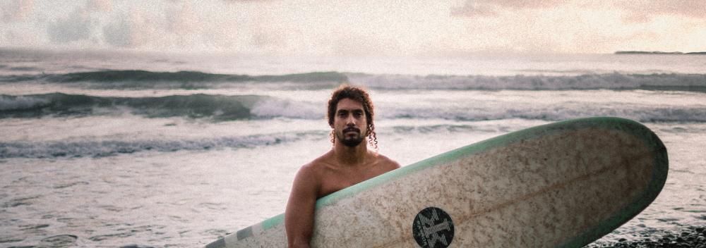 Cliff Kapono of Hilo, Hawaii, about to hit the waves Cliff Kapono of Hilo, Hawaii, about to hit the waves